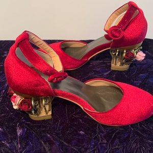 Retro Velvet “Rose Garden” Heels
